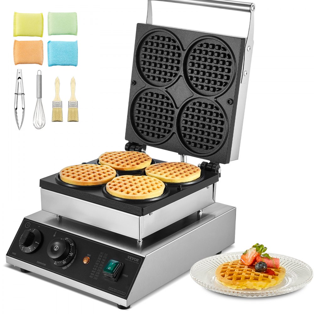 VEVOR kommerzielles Waffeleisen Waffelmaschine 1750 W antihaftbeschichtetes belgisches aus Edelstahl