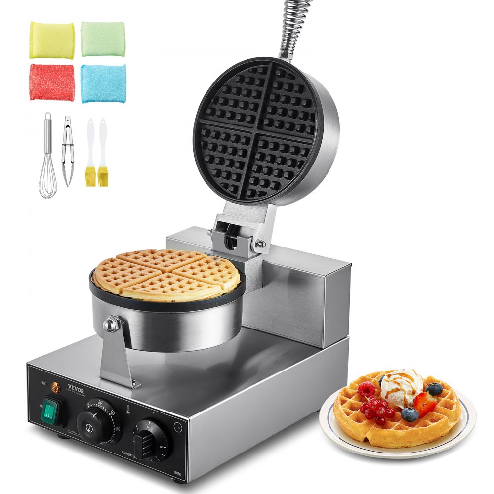 VEVOR kommerzielles Waffeleisen 1230 W Waffel Maker mit antihaftbeschichteten Backflächen aus Edelstahl