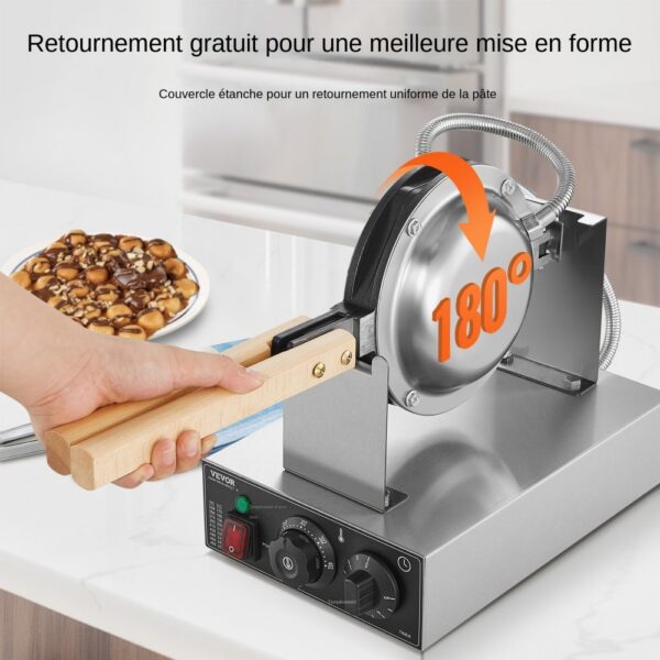 VEVOR kommerzielles Bubble Waffeleisen, Eierpfannkuchenmaschine 1400 W, Temperatur- und Zeitregelung – Bild 3