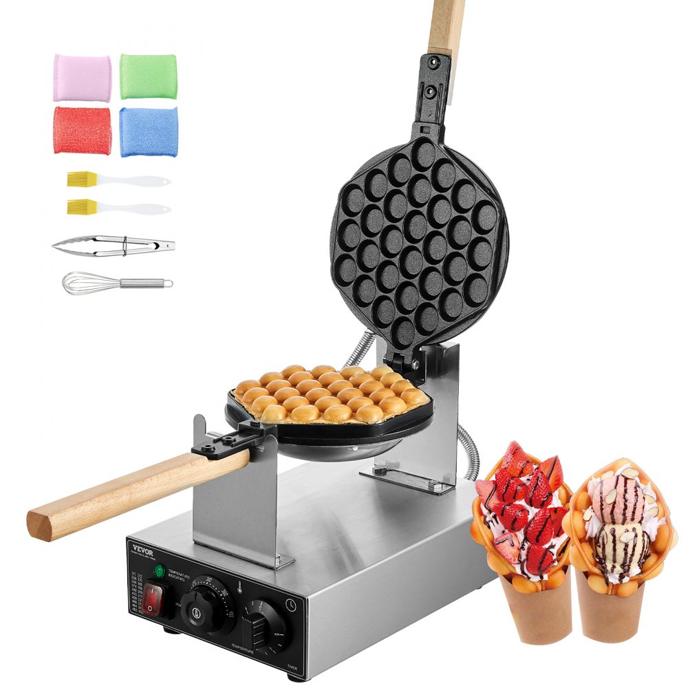 VEVOR kommerzielles Bubble Waffeleisen, Eierpfannkuchenmaschine 1400 W, Temperatur- und Zeitregelung