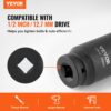 VEVOR Achsmuttern-Schlagsteckschlüsselsatz 12,7 mm Antrieb, tiefer 6- und 12-Punkt-Steckschlüsselsatz, metrisch, 14-teilig, CR-V Steckschlüsselsatz mit Aufbewahrungskoffer, Autoreparatur Schwarz – Bild 2