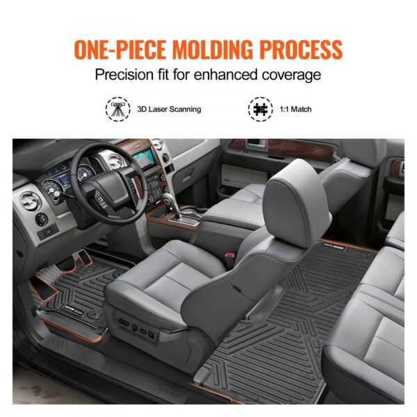 VEVOR Autofußmatten (3-tlg.) für Ford F250 F350 F450 F550 2017-2024 2025 Super Duty Crew Cab Bucket Seat mit Ablage unter dem Sitz, wetterfeste maßgeschneiderte Fußmatten aus TPE Bodeneinlagen – Bild 3