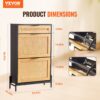 VEVOR Schuhschrank Schuhkommode aus Rattan mit 2 Klappschubladen & 1 Ausziehschublade, Metallbeine – Bild 2
