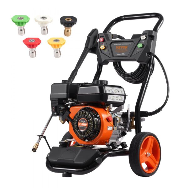 VEVOR Benzin-Hochdruckreiniger, 3950 PSI 10 L/min, 2,6 GPM Terrassenreinger mit Kupferpumpe, Hochdruckpistole & Verlängerungsstab, 5-Düsen-Set, für Autos, Zäune, Häuser, Einfahrten, Terrassen VEVOR Benzin-Hochdruckreiniger, 3950 PSI 10 L/min, 2,6 GPM Terrassenreinger mit Kupferpumpe, Hochdruckpistole & Verlängerungsstab, 5-Düsen-Set, für Autos, Zäune, Häuser, Einfahrten, Terrassen