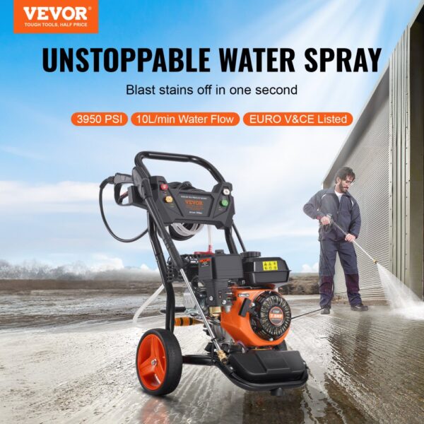 VEVOR Benzin-Hochdruckreiniger, 3950 PSI 10 L/min, 2,6 GPM Terrassenreinger mit Kupferpumpe, Hochdruckpistole & Verlängerungsstab, 5-Düsen-Set, für Autos, Zäune, Häuser, Einfahrten, Terrassen – Bild 2 VEVOR Benzin-Hochdruckreiniger, 3950 PSI 10 L/min, 2,6 GPM Terrassenreinger mit Kupferpumpe, Hochdruckpistole & Verlängerungsstab, 5-Düsen-Set, für Autos, Zäune, Häuser, Einfahrten, Terrassen – Bild 2