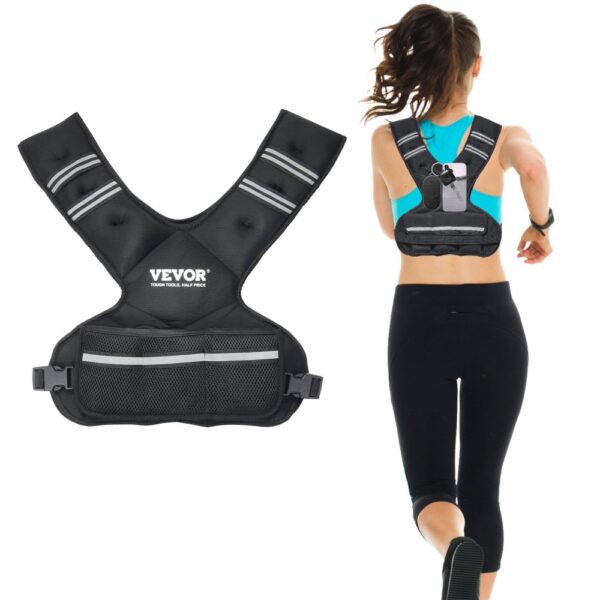 VEVOR verstellbare Gewichtsweste 9-14,5 kg, mit 6 Ironsand-Gewichten & reflektierendem Streifen