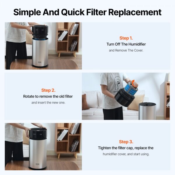 VEVOR Ersatzfilter für Verdunstungsbefeuchter, 2er-Pack, kompatibel mit VEVOR 10L (2,64 G) Verdunstungsbefeuchter Modell BZT-242, einfach zu installieren für eine längere Filterlebensdauer – Bild 5
