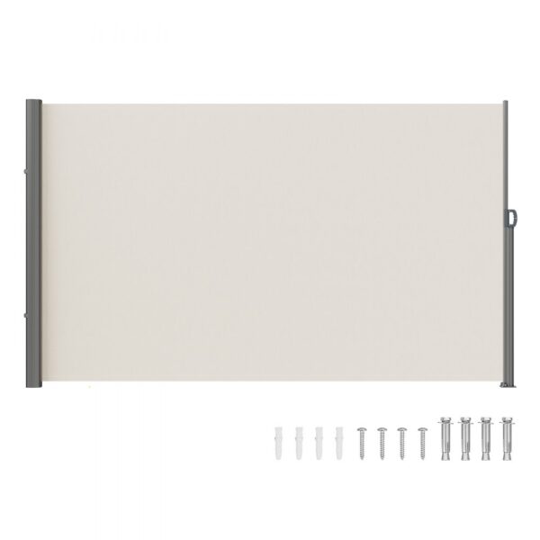 VEVOR Seitenmarkise 160 x 300 cm Seitenwandmarkise aus Polyestergewebe mit PU-Beschichtung Markise einziehbarer Griff mit Federmechanismus Sichtschutz Blickschutz für Balkone Innenhöfe UV30 Beige