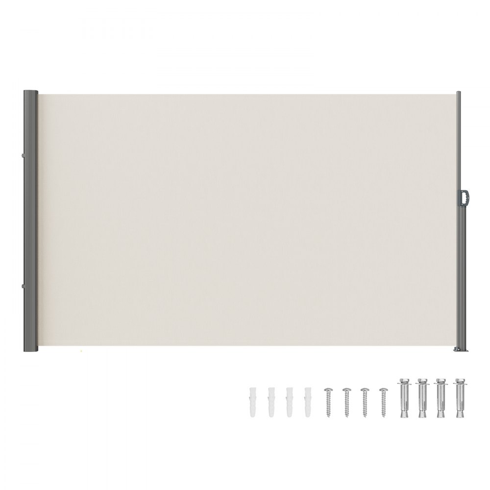 VEVOR Seitenmarkise 160 x 300 cm Seitenwandmarkise aus Polyestergewebe mit PU-Beschichtung Markise einziehbarer Griff mit Federmechanismus Sichtschutz Blickschutz für Balkone Innenhöfe UV30 Beige