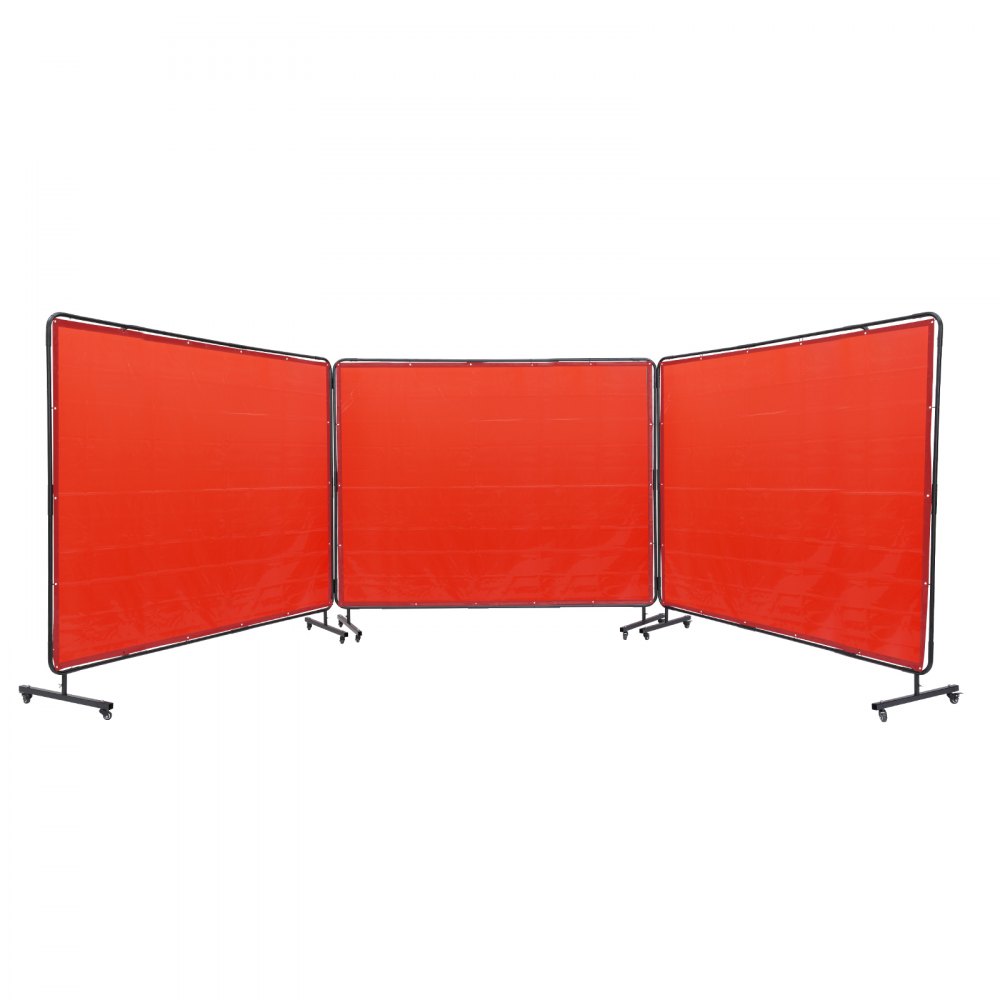 VEVOR Schweißschirm mit Rahmen, 1,8 x 2,4 m 3-Panel-Schweißvorhangschirme, flammhemmender Vinyl-Schweißschutzschirm auf 12 Schwenkrädern (6 feststellbar), beweglich und professionell für die Werkstatt, Ro