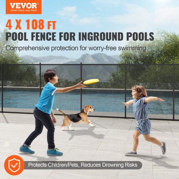 VEVOR Poolzaun 1,21 x 32,91 m, abnehmbarer Kindersicherheitszaun, einfach selbst zu installierender Swimmingpoolzaun, 340 g Teslin PVC-Poolzaunnetz schützt Kinder und Haustiere – Bild 2