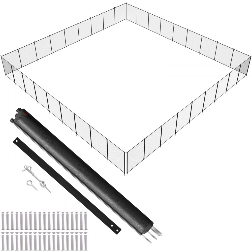 VEVOR Poolzaun 1,21 x 32,91 m, abnehmbarer Kindersicherheitszaun, einfach selbst zu installierender Swimmingpoolzaun, 340 g Teslin PVC-Poolzaunnetz schützt Kinder und Haustiere