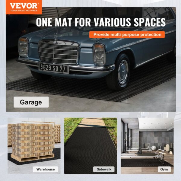 VEVOR Diamond-Plate-Gummibodenbelag-Rolle, 3mm x 1,2 m x 3 m Garagenbodenmatte, SBR-Gummi-Garagenbodenbelag-Rolle, Diamond Plate-Gummimatte für unter Autos, Garage, Industrie, Fitnessstudio, Schwarz – Bild 2