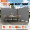 VEVOR Seitenmarkise 200 x 600 cm Seitenwandmarkise aus 180 g/m² Polyestergewebe mit PU-Beschichtung Markise einziehbarer Griff mit Federmechanismus Sichtschutz Blickschutz für Balkone Innenhöfe Grau – Bild 2