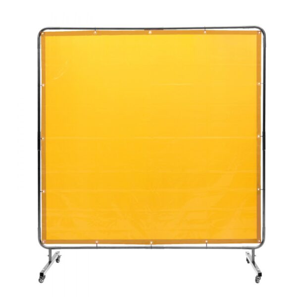 VEVOR Schweißvorhang 1,8 x 1,8 m Schweißschutzvorhang aus Flammhemmendem Vinyl Schweißschutzwand mit 4 Schwenkrädern und einem 6-stufigen UV-Schutz Schweißerdecke Schweißschutz Gelb