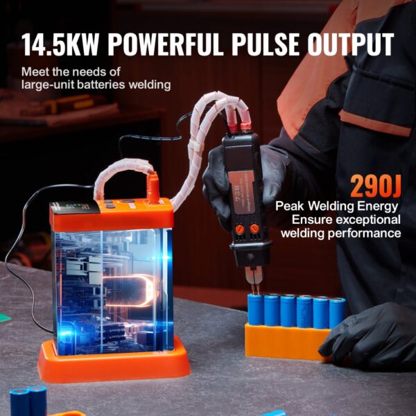 VEVOR Akku-Punktschweißgerät, 14,5 kW Kondensator-Energiespeicher, Impuls-Punktschweißgerät mit 73B-Schweißstift, 801D-Hochleistungs-Punktschweißgerät und 2 Schweißmodi für 0,1–0,3 mm reines Nickel – Bild 3