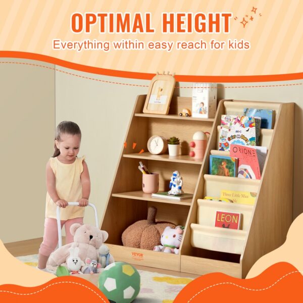 VEVOR 4-stöckiges Bücherregal aus MDF für Kinder, Sechsstöckiges Bücherregal, Baby-Aufbewahrungsregal, Bücher- und Spielzeug-Organizer-Schrank, für Kinderzimmer, Spielzimmer, Kindergarten – Bild 3