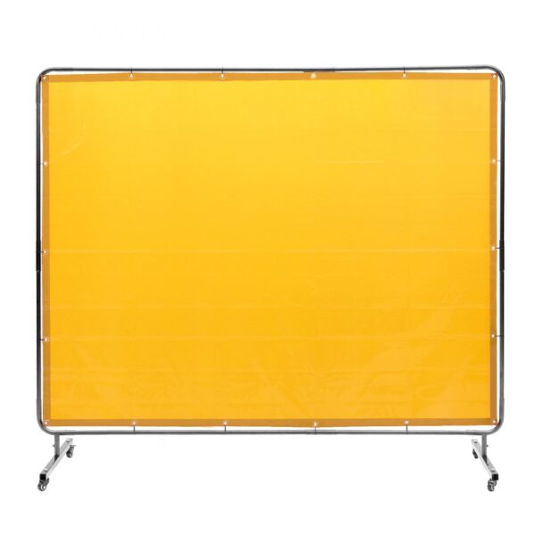 VEVOR Schweißvorhang 1,8 x 2,4m Schweißschutzvorhang aus Flammhemmendem Vinyl Schweißschutzwand mit 4 Schwenkrädern und einem 6-stufigen UV-Schutz Schweißerdecke Schweißschutz Gelb