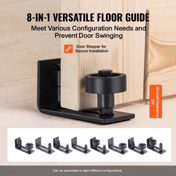 VEVOR Scheunentor und Hardware-Set Schiebetürsystem, 762 x 2133,6 mm Holz-Schiebetor, sanft und leise, Scheunentor-Set mit 8-in-1-Bodenführung und Türgriff, Fichtenholz-Platte – Bild 5