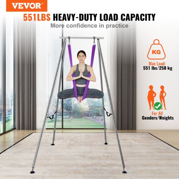 VEVOR Aerial Yoga Hängematte mit Yogarahmen 12 x 2,6 m, Lila Yoga Swing Air Fliegen, Yoga-Schaukel Hammock Swing 250 kg Max. Tragfähigkeit, inkl. Yoga-Socken & Fußpolster, Anti-Gravity-Übungen – Bild 2 VEVOR Aerial Yoga Hängematte mit Yogarahmen 12 x 2,6 m, Lila Yoga Swing Air Fliegen, Yoga-Schaukel Hammock Swing 250 kg Max. Tragfähigkeit, inkl. Yoga-Socken & Fußpolster, Anti-Gravity-Übungen – Bild 2