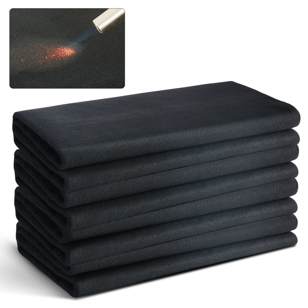 VEVOR 4er-Set Schweißdecke 950 x 910 x 3 mm Schweißschutzdecke 982℃ Hitzebeständigkeit Hitzeschutzgewebe Wärmeschutzmatte Kohlefaser Löschdecke feuerfeste Unterlage Brandschutzmatte Feuermatte