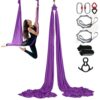 VEVOR Aerial Yoga Hängematte Set 8 x 2,8 m, Lila Aerial Yoga Swing Air Fliegen, Indoor Aerial Yoga Hammock Swing 1000 kg Max. Tragfähigkeit, inkl. Yoga-Socken & Stahlkarabiner & Alu-Drehgelenk