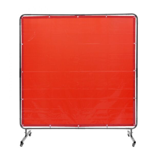 VEVOR Schweißvorhang 1,8 x 1,8 m Schweißschutzvorhang aus Flammhemmendem Vinyl Schweißschutzwand mit 4 Schwenkrädern und einem 6-stufigen UV-Schutz Schweißerdecke Schweißschutz Rot