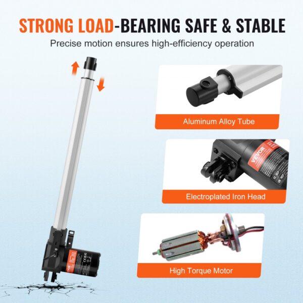 VEVOR 6000N Linear Actuator DC 12V Linearantrieb IP44 Elektrischer Linearmotor 400mm Hublänge Geräuschpegel ≤50dB Elektrische Türöffner 5mm/s Fahrgeschwindigkeit Lineartechnik Verstellantrieb – Bild 5