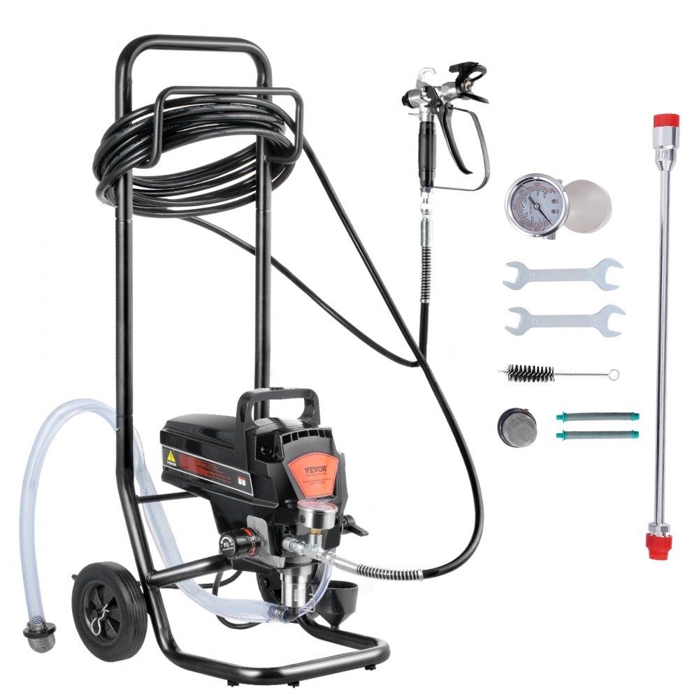 VEVOR Airless-Farbspritzgerät, 950 W, 3000 psi, Hocheffizientes Elektrisches Spritzgerät, Farbspritzgeräte Spritzlackiermaschine Hochdruck-Airless-Farbsprühsystem mit 15 m Hochdruckschlauchlänge