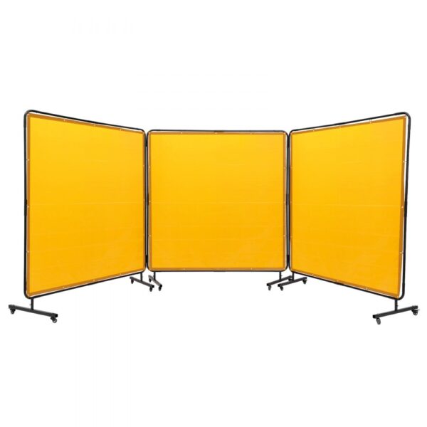 VEVOR 3-Panel-Schweißvorhang 1,8 x 1,8 m Schweißschutzvorhang aus Flammhemmendem Vinyl Schweißschutzwand mit 4 Schwenkrädern und einem 6-stufigen UV-Schutz Schweißerdecke Schweißschutz Gelb