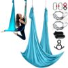 VEVOR Aerial Yoga Hängematte Set 10 x 2,8 m, Blau Aerial Yoga Swing Air Fliegen, Indoor Aerial Yoga Hammock Swing 1000 kg Max. Tragfähigkeit, inkl. Yoga-Socken & Stahlkarabiner & Alu-Drehgelenk
