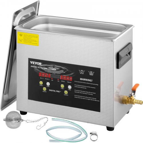VEVOR 6L Verbesserter Ultraschallreiniger (200 W Heizung, 180 W Ultraschall) Professioneller digitaler Labor-Ultraschall-Teilereiniger mit Heizungstimer für die Reinigung von Schmuck, Brillen
