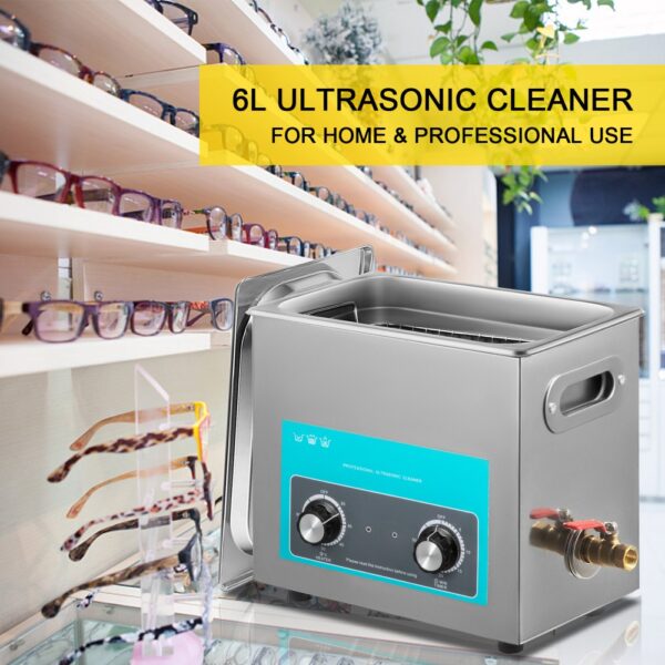 VEVOR 6 L Ultraschallreiniger, 304 Edelstahl, professionelle Drehknopfsteuerung, Ultraschallreiniger mit Heizungstimer für Schmuck, Uhrengläser, Leiterplatten, Kleinteile, zahnärztliche Instrumente – Bild 2