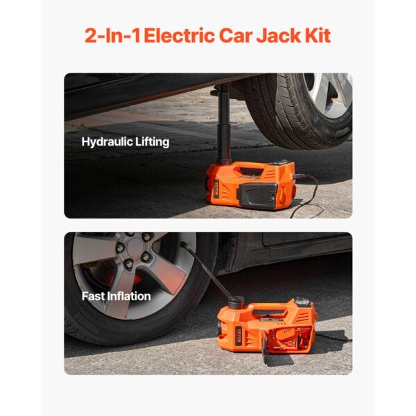 VEVOR elektrischer Wagenheber 5 t Scherenwagenheber mit eingebauter Pumpe, 12 V verstellbarer Reifenwechselersatz mit sicherem Hammer & LED-Licht, tragbares Wagenheber-Set für Limousine SUV Lkw – Bild 2