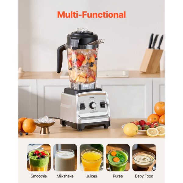 VEVOR Standmixer Smoothie Maker Blender 1600 W 2,5 L professioneller Mixer mit leistungsstarkem Motor, multifunktionaler Mixer zur Lebensmittelverarbeitung für Smoothies / Milchshakes / Säfte – Bild 4