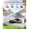 VEVOR Carport, 5,8x7,45x3,77 m, Lagerzelt mit stabilem Rahmen und Dach, Autounterstand mit abnehmbaren Seitenwänden, Mehrzweck-Garagezelt für Pickup, Boot, LKW und Traktoren – Bild 2