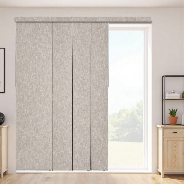 VEVOR Flächenvorhänge, ausziehbare Schiene von 116 cm bis 218 cm (B), zuschneidbare Flächenvorhänge bis 243 cm (H), Vertikale Verdunkelungs-Schiebegardinen für Schiebetüren Terrassentüren Braun