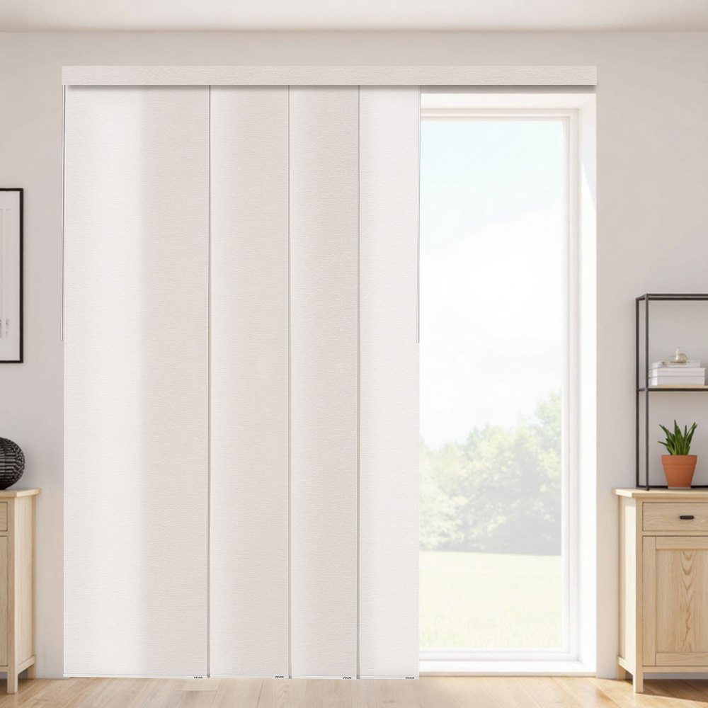 VEVOR Flächenvorhänge, ausziehbare Schiene von 116 cm bis 218 cm (B), zuschneidbare Flächenvorhänge bis 243 cm (H), einstellbare Schiebegardinen für Schiebetüren Terrassentüren Hellbraun