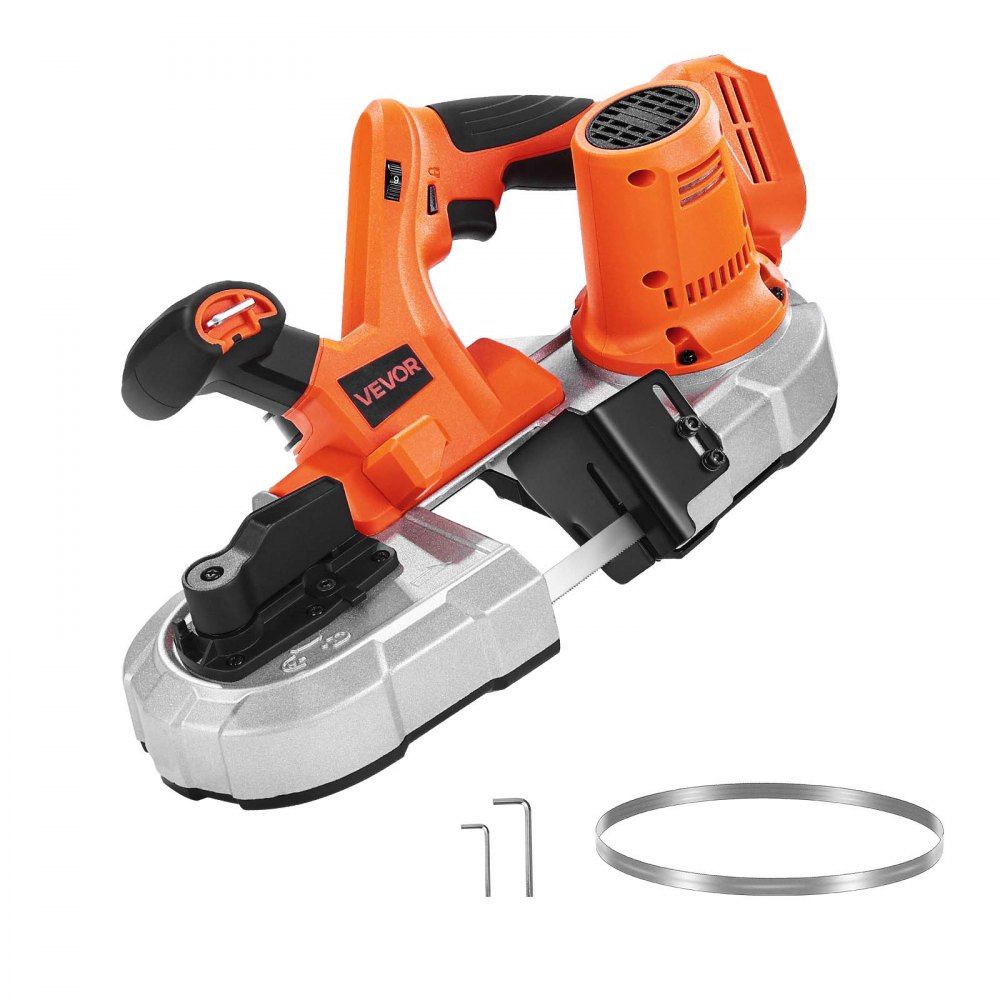 VEVOR 20 V Akku Bandsäge, 65 mm Schnitttiefe, mit bürstenlosem Motor, kabelloses & kompaktes Portaband, Aufhängehaken, 0–192 m/min variable Drehzahl, zum Schneiden von Metall, Holz (nur Werkzeug)