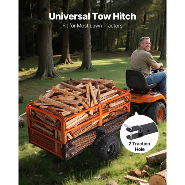 VEVOR Kippanhänger, 800,59 kg, ATV-UTV-Anhänger aus Stahl zum Hinterherziehen, Kipper mit abnehmbarer Rückwand, Gartenanhänger zum Hinterherziehen für Rasenmäher, Traktoren und Gartenabfälle – Bild 2