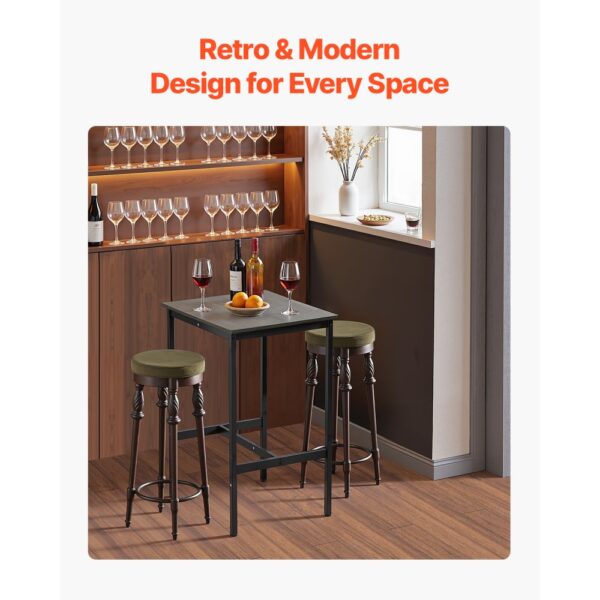 VEVOR Bartisch Bistrotisch Kneipentisch mit Metallrahmen, kleiner Küchentisch Esstisch (610 x 610 x 914 mm), Ausstellungstisch für Wohnzimmerpartys Pubs Esszimmer Cafés, rustikales Braun & Schwarz – Bild 2