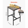 VEVOR Bartisch Bistrotisch Kneipentisch mit Metallrahmen, kleiner Küchentisch Esstisch (610 x 610 x 914 mm), Ausstellungstisch für Wohnzimmerpartys Pubs Esszimmer Cafés, rustikales Braun & Schwarz – Bild 3