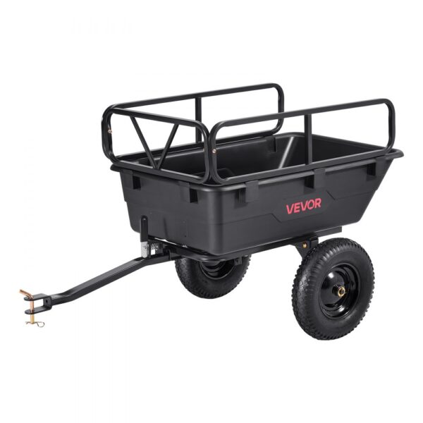 VEVOR Kippanhänger, 226,8 kg, ATV-UTV-Transportanhänger, Kippwagen zum Hinterherziehen mit 40,64 cm Reifen, Handzug oder Fußpedal, Hochleistungs-Hofanhänger für Rasenmäher, Traktor, Gartenabfälle
