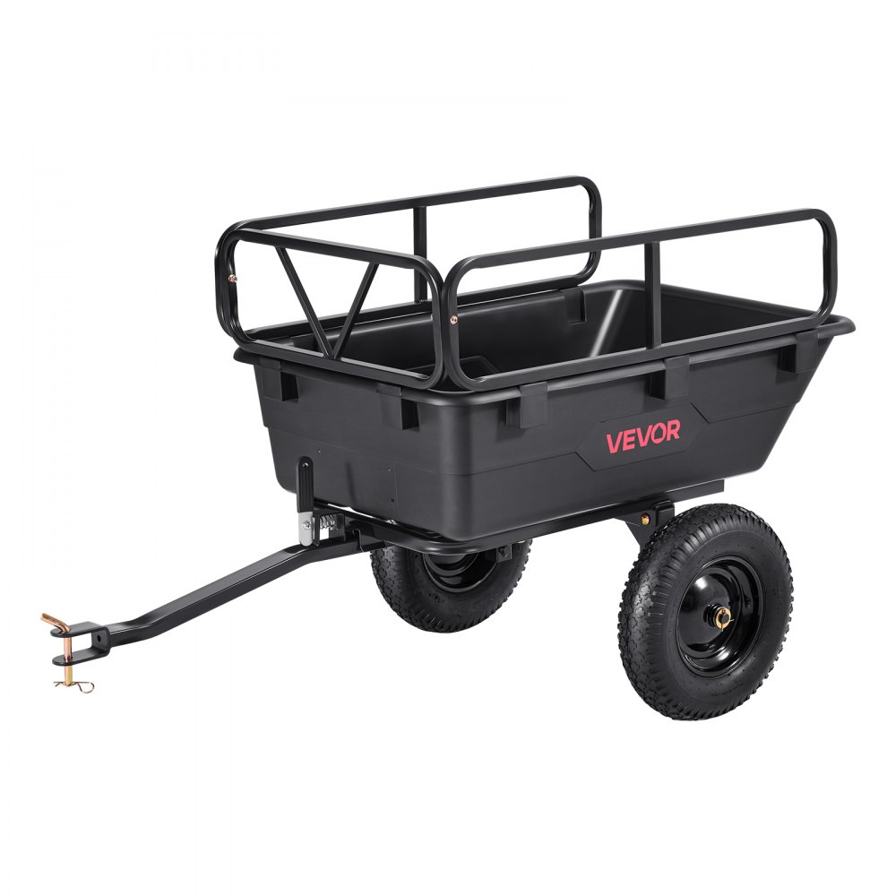 VEVOR Kippanhänger, 226,8 kg, ATV-UTV-Transportanhänger, Kippwagen zum Hinterherziehen mit 40,64 cm Reifen, Handzug oder Fußpedal, Hochleistungs-Hofanhänger für Rasenmäher, Traktor, Gartenabfälle