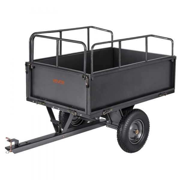 VEVOR Kippanhänger, 272 kg Fassungsvermögen, ATV-UTV-Transportanhänger, Kippwagen zum Hinterherziehen mit 40,64 cm Reifen, Handzug oder Fußpedal, Hofanhänger für Rasenmähertraktoren