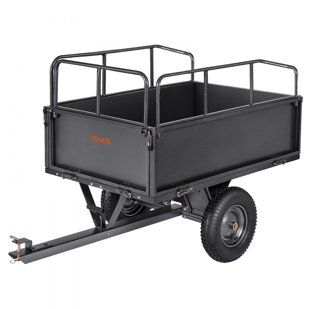 VEVOR Kippanhänger, 272 kg Fassungsvermögen, ATV-UTV-Transportanhänger, Kippwagen zum Hinterherziehen mit 40,64 cm Reifen, Handzug oder Fußpedal, Hofanhänger für Rasenmähertraktoren