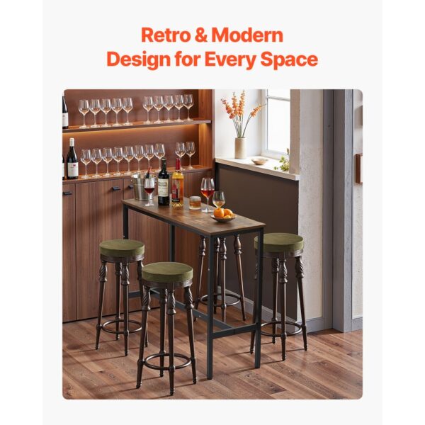 VEVOR Bartisch Bistrotisch Kneipentisch mit Metallrahmen, schmaler & langer Küchentisch Esstisch (991 x 406 x 902 mm), Ausstellungstisch für Wohnzimmerpartys Pubs Esszimmer Cafés, Braun & Schwarz – Bild 2