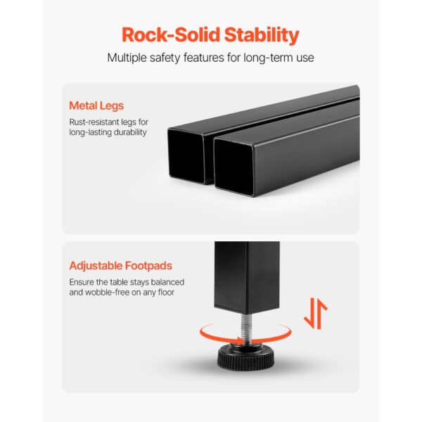 VEVOR Bartisch Bistrotisch Kneipentisch mit Metallrahmen, schmaler & langer Küchentisch Esstisch (991 x 406 x 902 mm), Ausstellungstisch für Wohnzimmerpartys Pubs Esszimmer Cafés, Braun & Schwarz – Bild 5