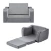 VEVOR Kindersofa Kindersessel aus 28D-Schwamm & kurzem Flor mit Armlehnen, waschbares Kindersofa, Kindercouch umwandelbares Schlafsofa Kleinkindersofa (M) für Spielzimmer Schlafzimmer Wohnzimmer Grau