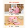 VEVOR Kindersofa Kindersessel aus 28D-Schwamm & kurzem Flor mit Armlehnen, Kleinkindersofa zum Lesen und Spielen, Kindercouch umwandelbares Schlafsofa für Spielzimmer Schlafzimmer Rosa M (Maß) – Bild 2